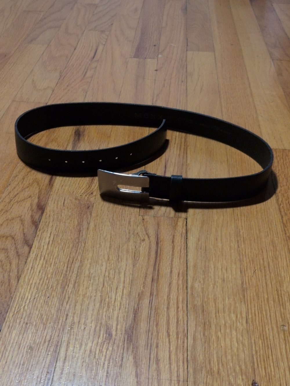 Men's Mexx Black Leather Belt with Silver Buckle 34"